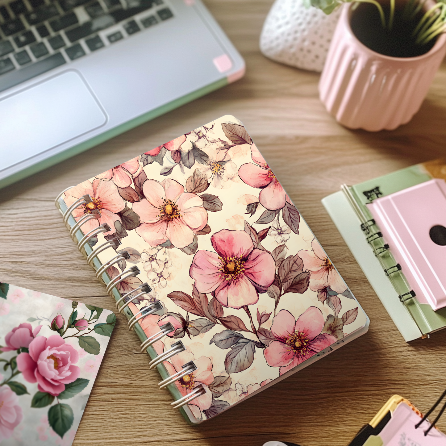 🌸Pack Digital de Flores Rosas para Imprimir | 20 Diseños + Hojas A4 para Recortar + 24 imagenes png
