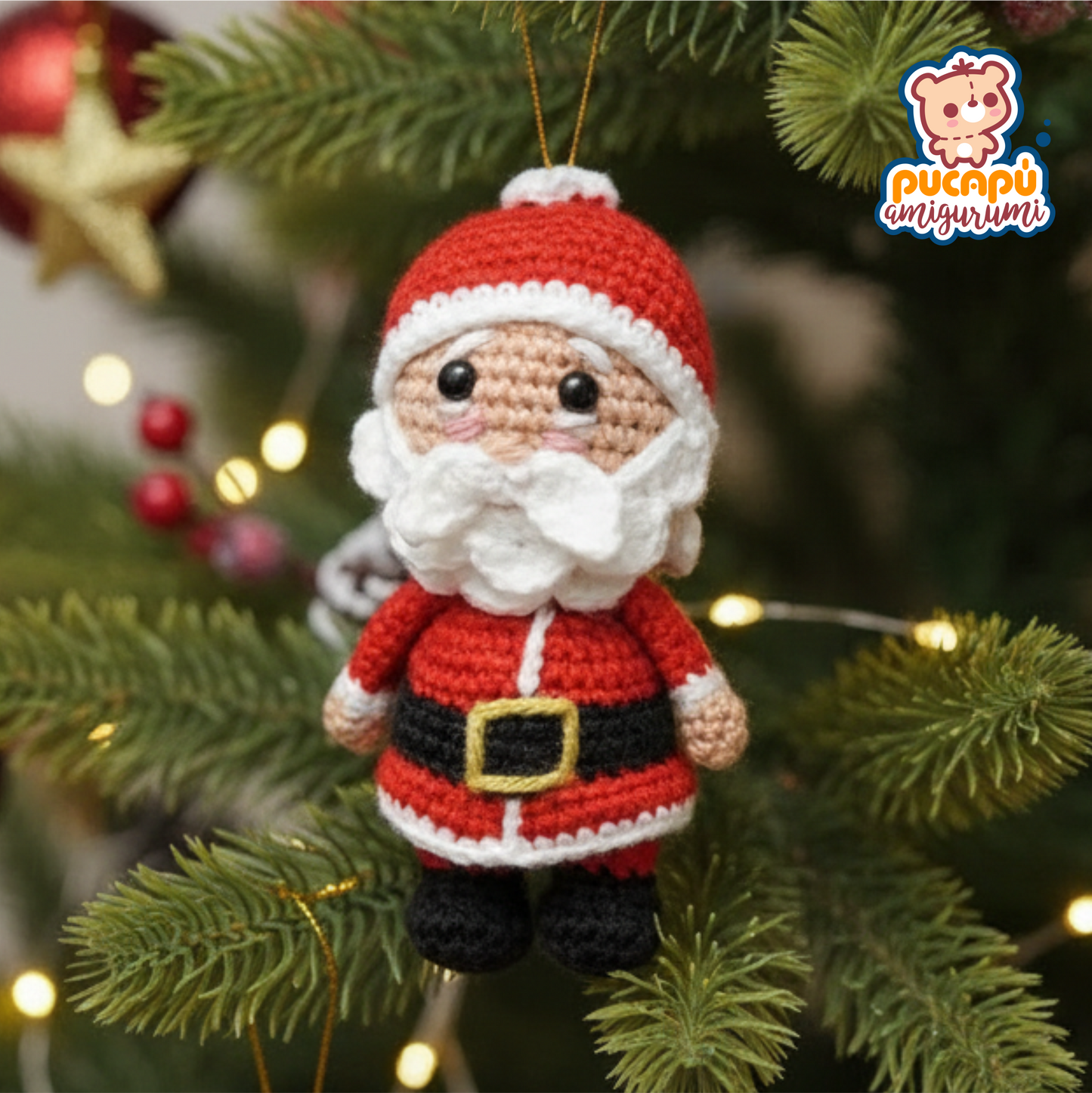 Patrón PDF de Amigurumi Santa Claus para Árbol de Navidad