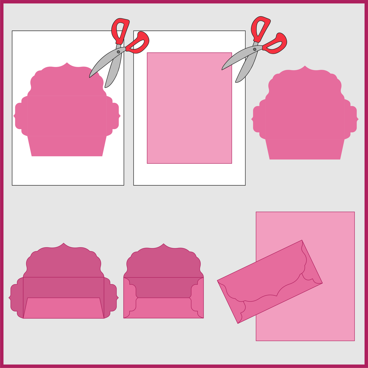 Papeles de carta con sobre a juego para imprimir y armar - "FLORES ROSADAS" - PDF