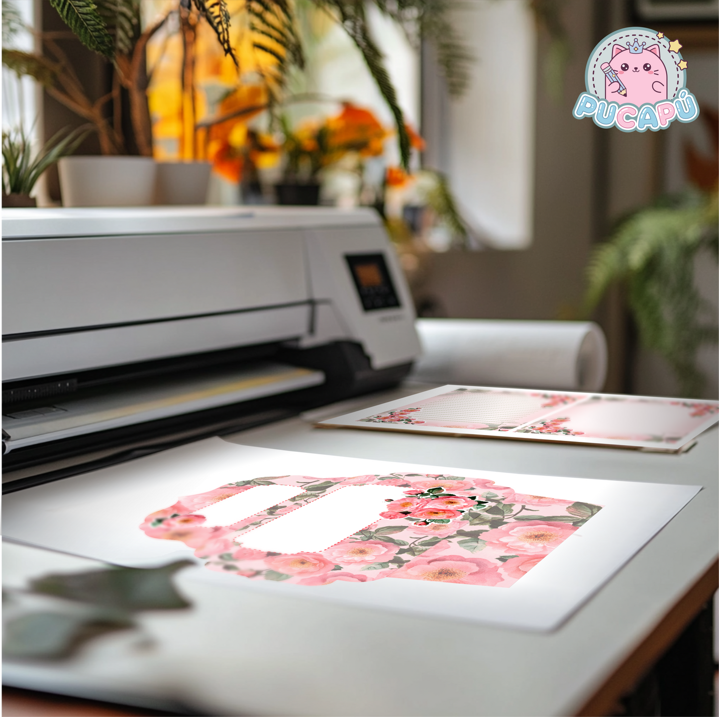 Papeles de carta con sobre a juego para imprimir y armar - "FLORES ROSADAS" - PDF